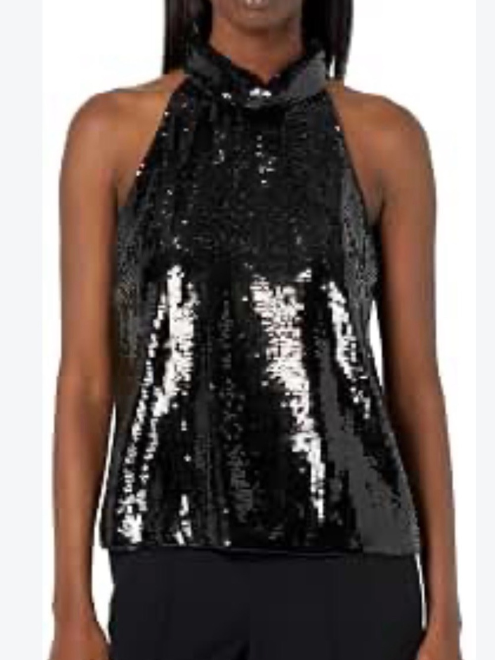 Theory Black Sequin Halter Top
